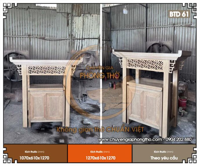 Mẫu ban thờ gia tiên hiện đại kích thước nhỏ cho chung cư BTD62