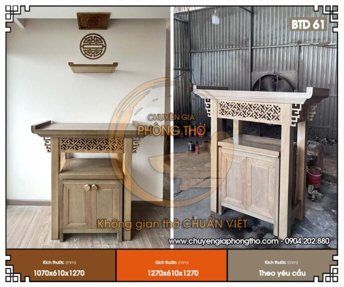 Mẫu ban thờ gia tiên hiện đại kích thước nhỏ cho chung cư BTD62