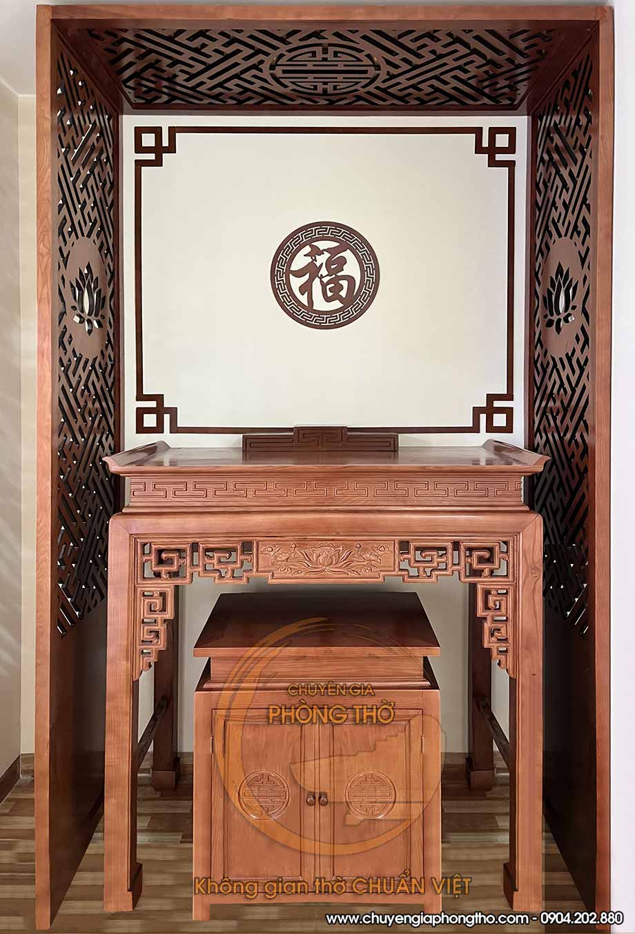 Feedback mẫu bàn thờ phật triện sen gỗ sồi tại Tây Sơn Hà Nội BTD04 Feedback mẫu bàn thờ phật triện sen gỗ sồi tại Tây Sơn Hà Nội BTD04