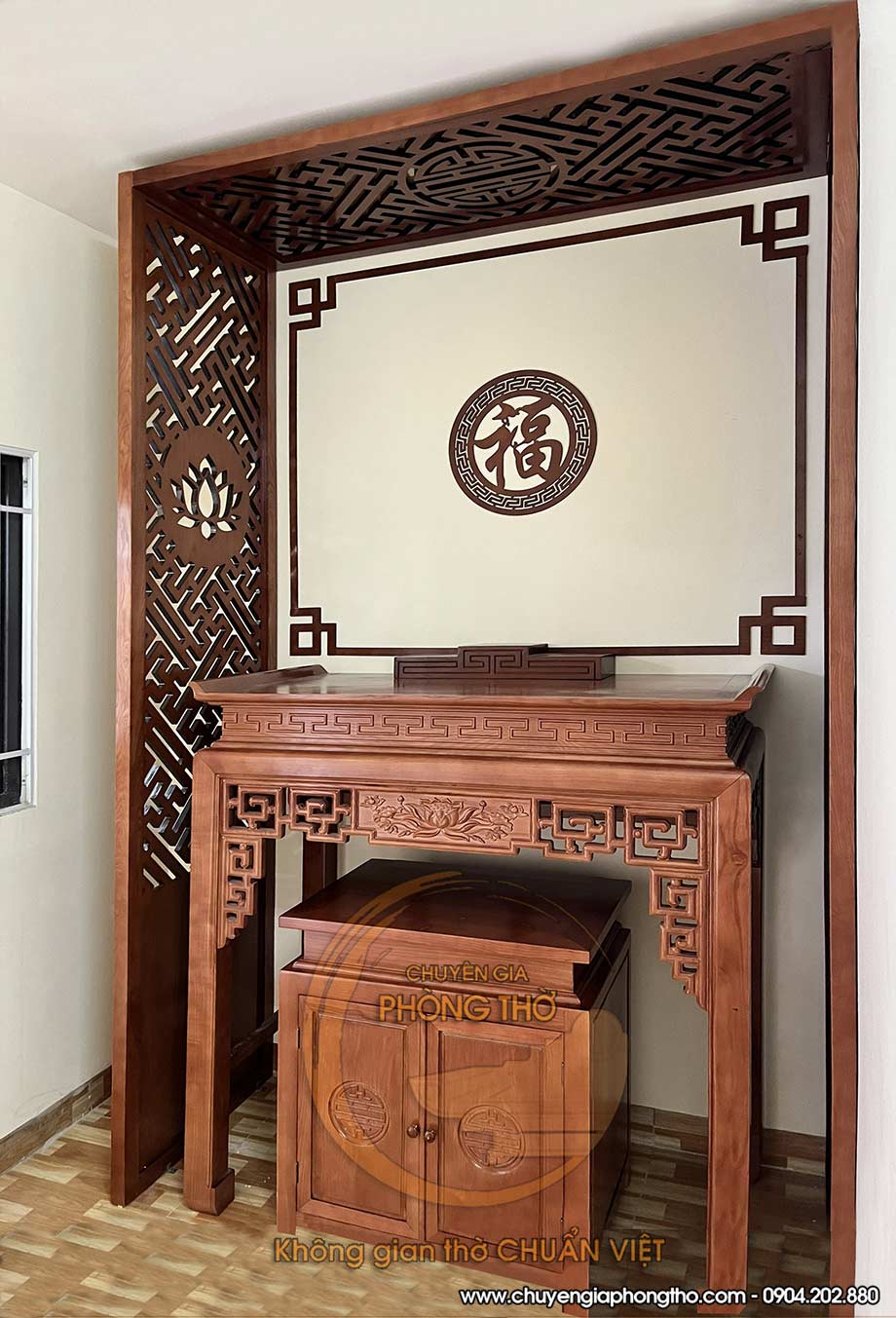 Feedback mẫu bàn thờ phật triện sen gỗ sồi tại Tây Sơn Hà Nội BTD04 Feedback mẫu bàn thờ phật triện sen gỗ sồi tại Tây Sơn Hà Nội BTD04