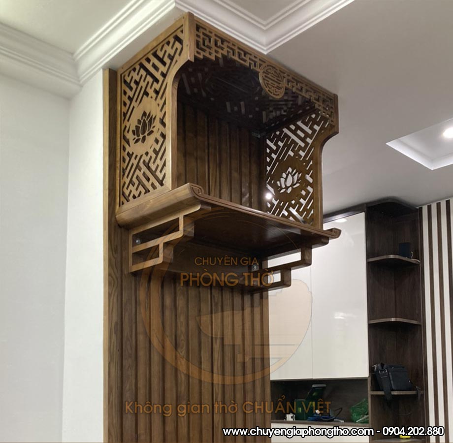 Lắp đặt bàn thờ treo tường 48x88cm tại chung cư Rice City Thượng Thanh BTT07 Lắp đặt bàn thờ treo tường 48x88cm tại chung cư Rice City Thượng Thanh BTT07