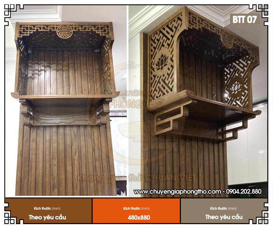 Lắp đặt bàn thờ treo tường 48x88cm tại chung cư Rice City Thượng Thanh BTT07