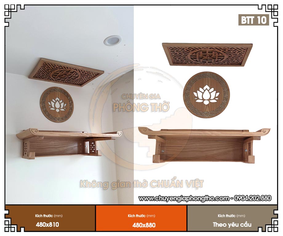 Lắp đặt bàn thờ treo màu trần gỗ tại chung cư The Park Home BTT10