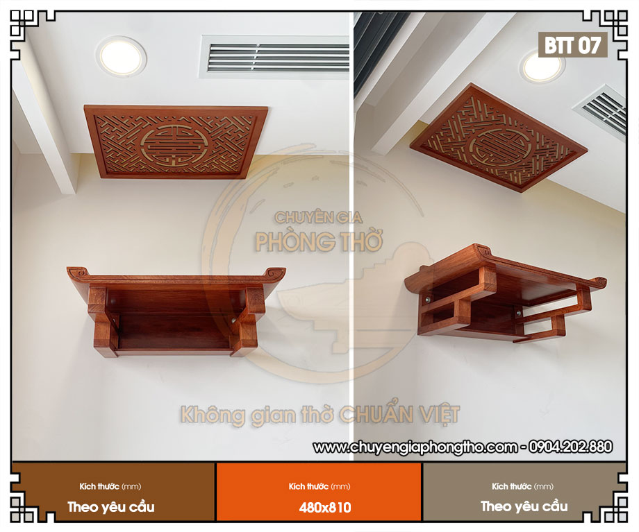 Lắp đặt bàn thờ treo tường gỗ hương đá tại chung cư MHD Trung Văn - BTT07