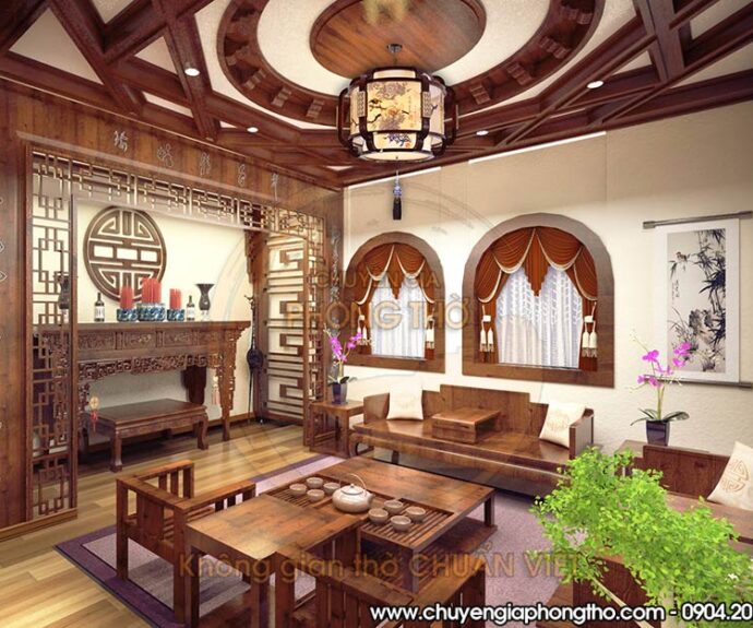 Mẫu đèn lồng gỗ trang trí phòng thờ, phòng khách DG38