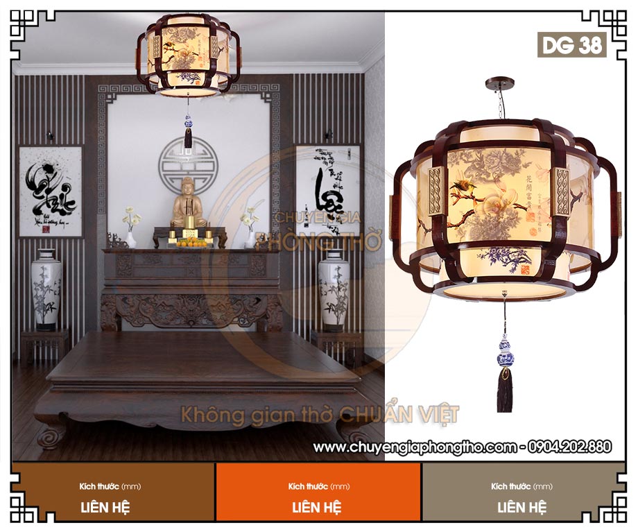 Mẫu đèn lồng gỗ trang trí phòng thờ, phòng khách DG38