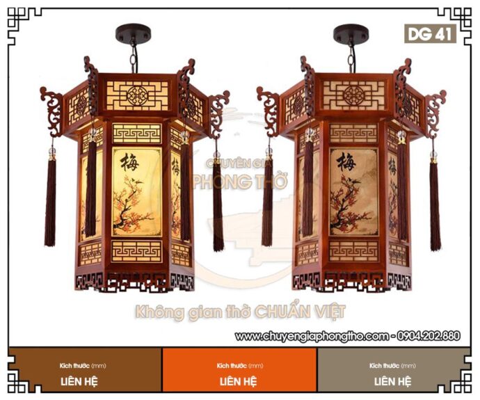 Mẫu đèn lồng khung gỗ tự nhiên trang trí DG41
