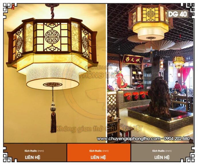 Mẫu đèn thả trần khung gỗ trang trí chao da cừu nhân tạo DG40