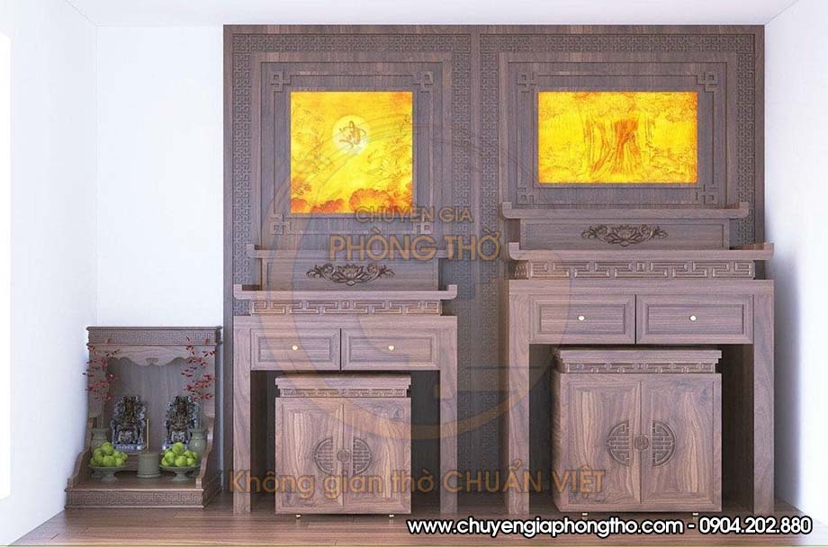 Các mẫu bàn thờ Phật chung với gia tiên đẹp đúng phong thủy