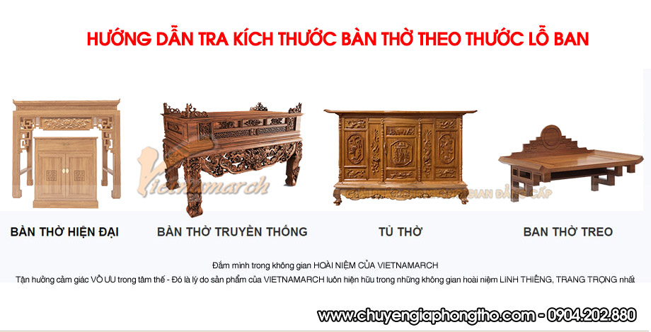 Hướng dẫn tra kích thước bàn thờ theo thước lỗ ban 39 chính xác nhất