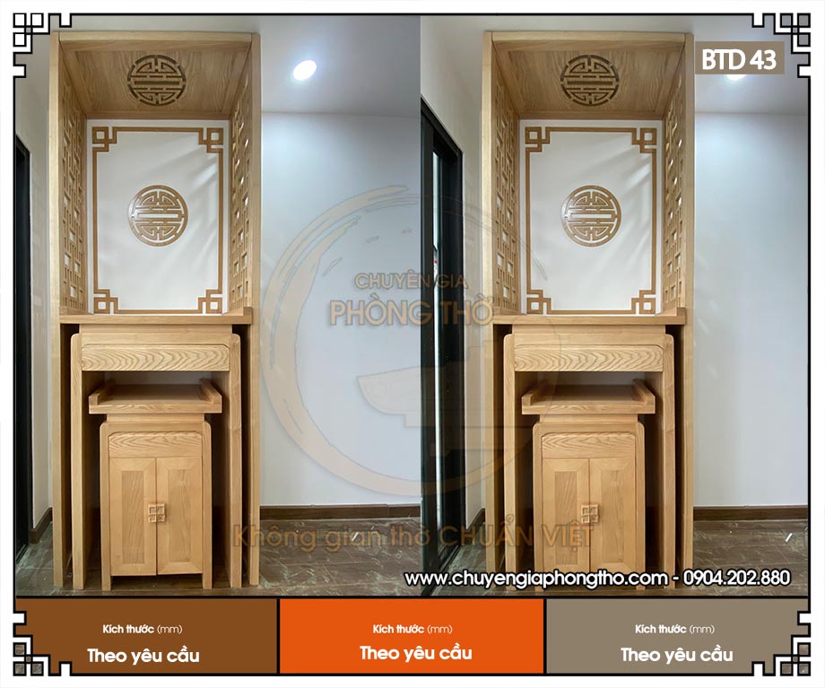 Lắp đặt bàn thờ đứng gỗ sồi BTD43 cho chung cư Wisteria