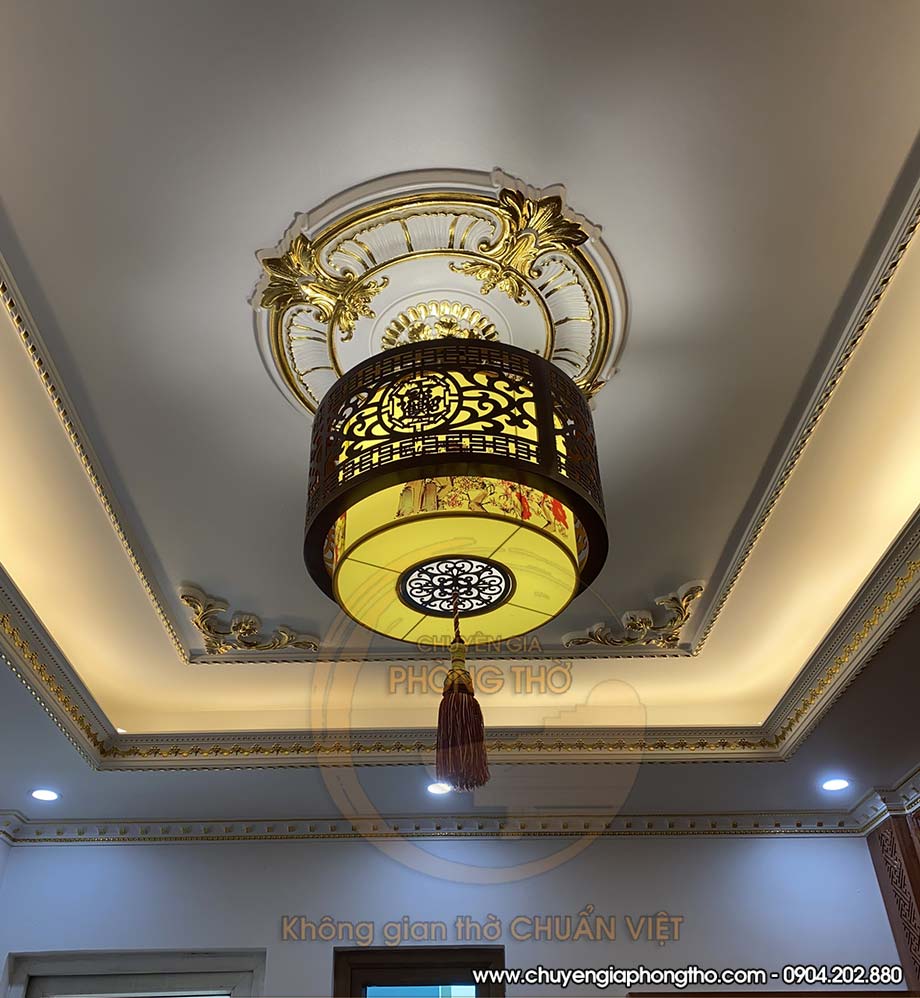 Lắp đặt đèn thả phòng thờ DG10 cho gia chủ tại Nam Từ Liêm