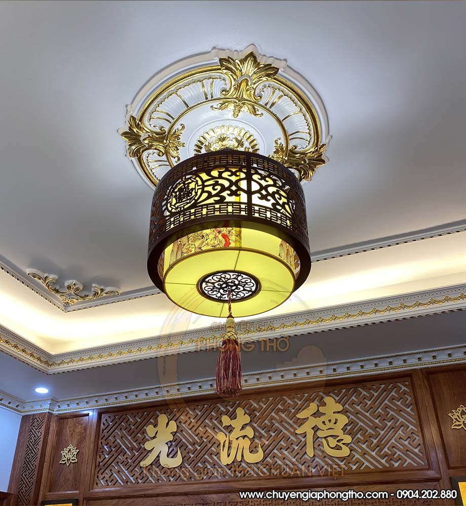 Lắp đặt đèn thả phòng thờ DG10 cho gia chủ tại Nam Từ Liêm