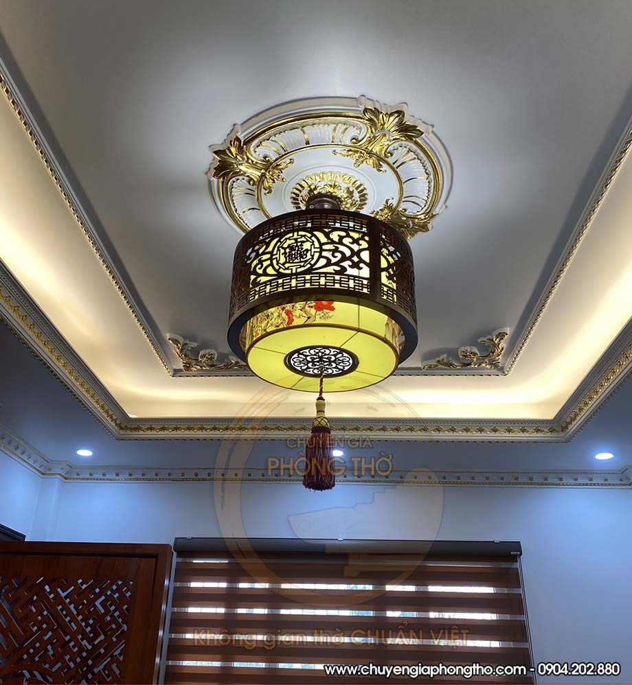 Lắp đặt đèn thả phòng thờ DG10 cho gia chủ tại Nam Từ Liêm