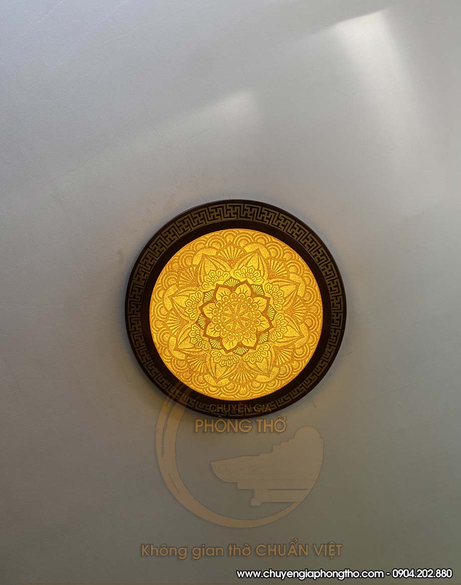 Lắp đặt tranh trúc chỉ ốp trần Mandala tại Hoàng Mai