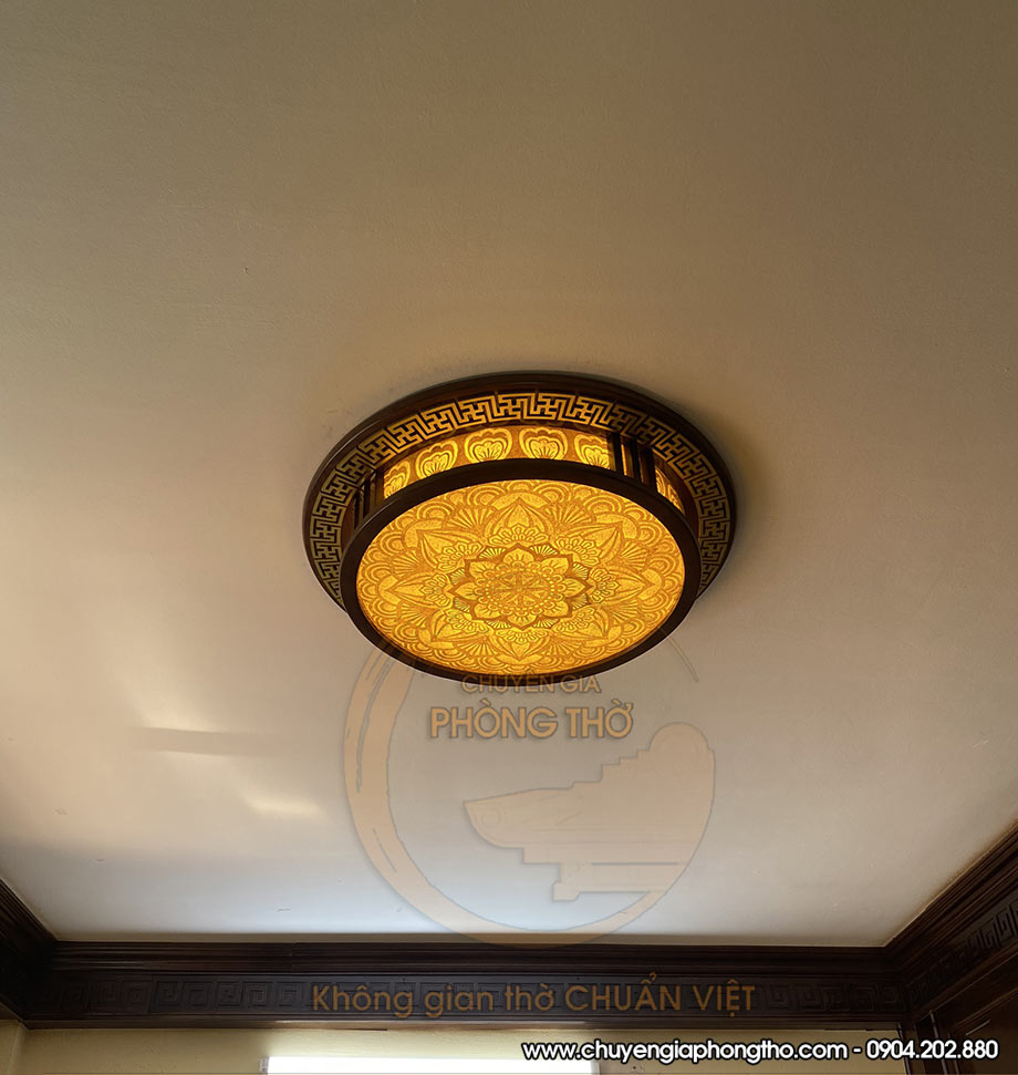 Lắp đặt tranh trúc chỉ ốp trần Mandala tại Hoàng Mai