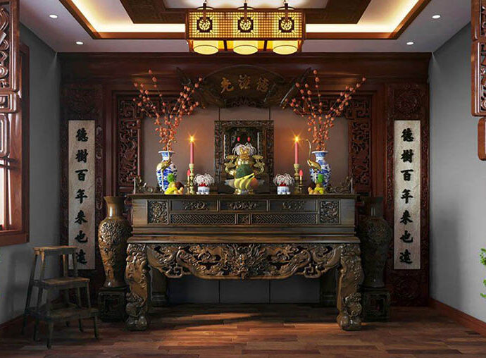 Cách bài trí bàn thờ Phật chung với gia tiên chuẩn phong thủy