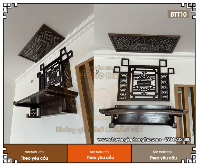 Hoàn thiện lắp đặt mẫu bàn thờ treo tường chân chữ thọ tại Phú Thọ BTT10