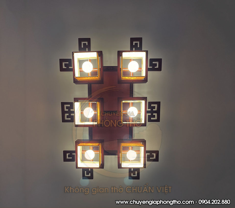 Lắp đặt đèn gỗ thả trần phòng thờ DG31 tại Bắc Ninh