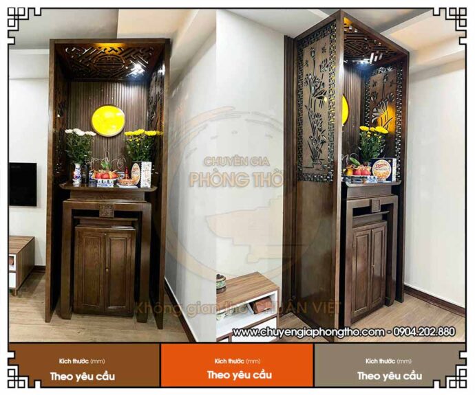 Bàn thờ đứng gỗ sồi cho chung cư Vinhomes Smart City