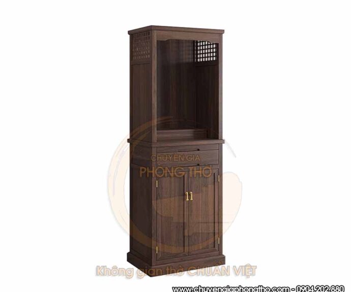 Mẫu tủ thờ Quan âm 2 tầng có cửa BTD70 hiện đại