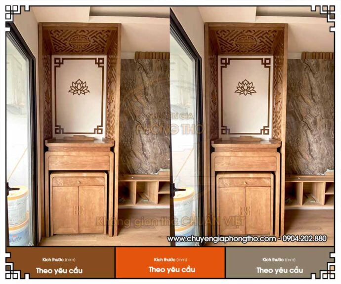 Lắp đặt bàn thờ đứng gỗ sồi tại căn hộ King Palace Hà Nội