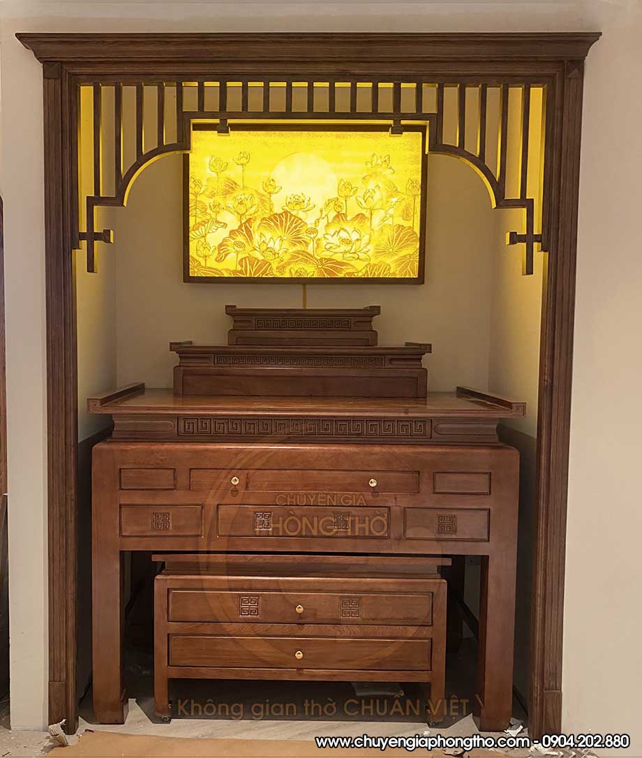 Hoàn thiện lắp đặt nội thất phòng thờ độc đáo tại Long Biên