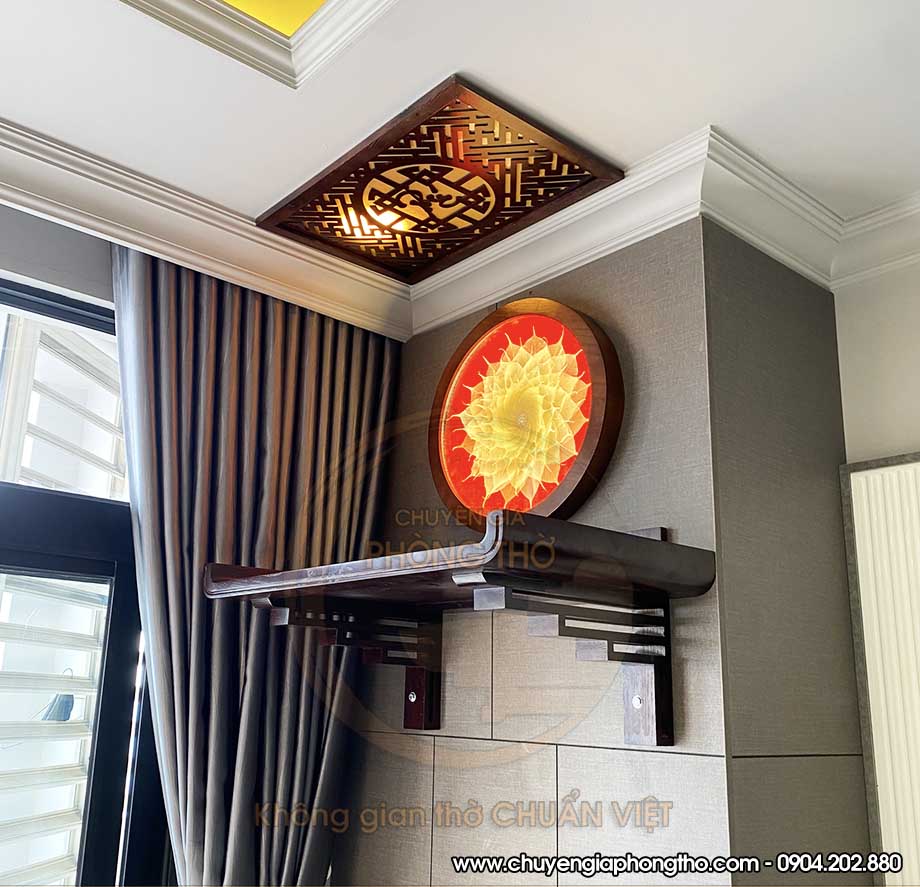 Bàn thờ treo tường BTT05 và tranh lá bồ đề tại Hoàng Mai Bàn thờ treo tường BTT05 và tranh lá bồ đề tại Hoàng Mai