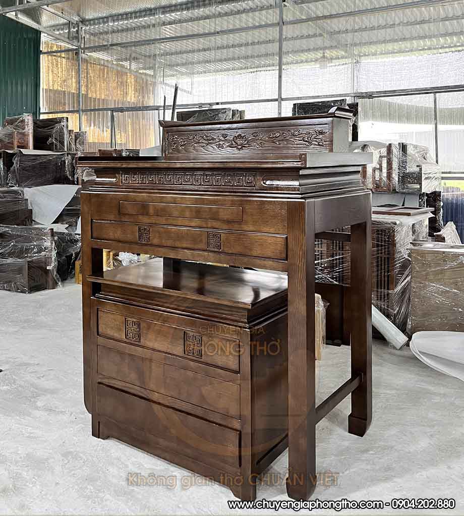 Mẫu bàn thờ đứng nhị cấp gỗ hương độc đáo Mẫu bàn thờ đứng nhị cấp gỗ hương độc đáo