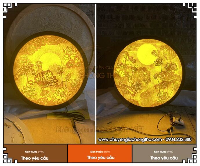 Tranh trúc chỉ hoa sen hình tròn - Báo giá mới nhất