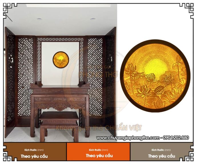 Tranh trúc chỉ hoa sen hình tròn - Báo giá mới nhất