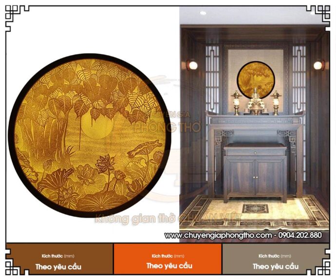 Tranh trúc chỉ hoa sen hình tròn - Báo giá mới nhất