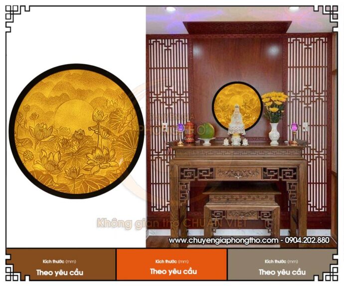 Tranh trúc chỉ hoa sen hình tròn - Báo giá mới nhất