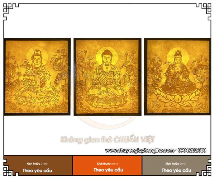 Tranh trúc chỉ tam thế phật đẹp