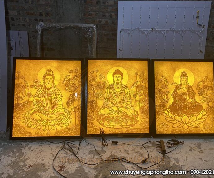 Tranh trúc chỉ tam thế phật đẹp