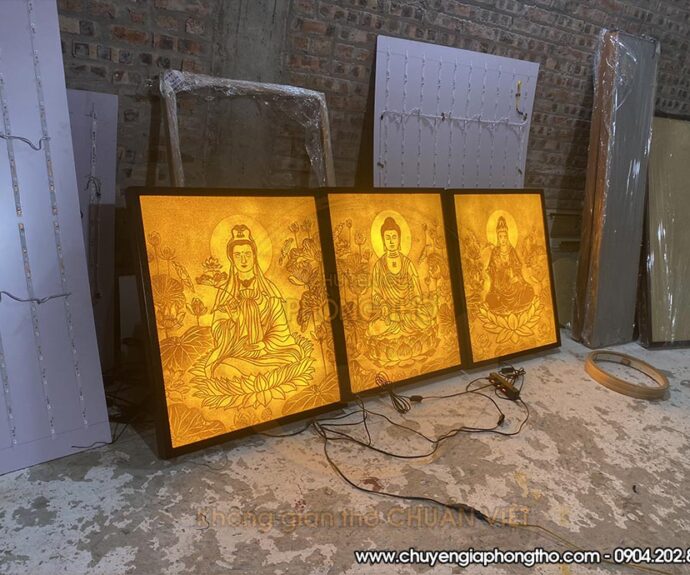 Tranh trúc chỉ tam thế phật đẹp