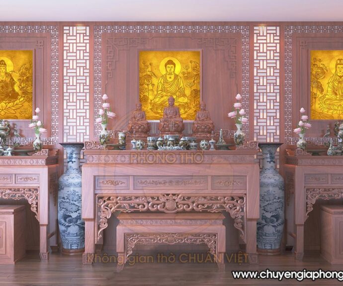 Tranh trúc chỉ tam thế phật đẹp