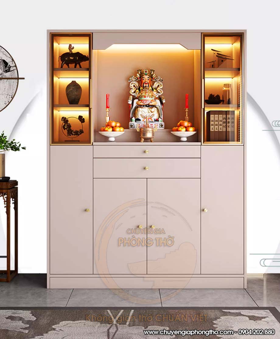 Mẫu bàn thờ màu trắng - xu hướng nội thất phòng thờ hiện đại