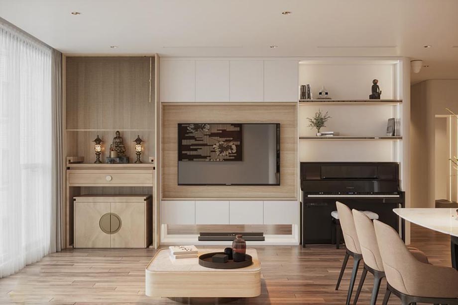 Tổng hợp một số mẫu tủ thờ hiện đại đặt tại phòng khách