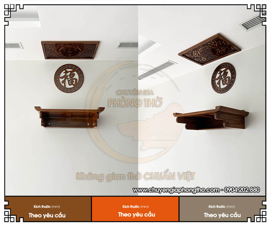 Bàn thờ treo gỗ sồi BTT08 kích thước chuẩn lỗ ban chung cư Lumi Hanoi