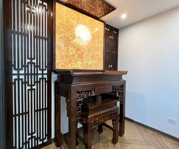 Lắp đặt nội thất phòng thờ đầy đủ tại chung cư The Manor