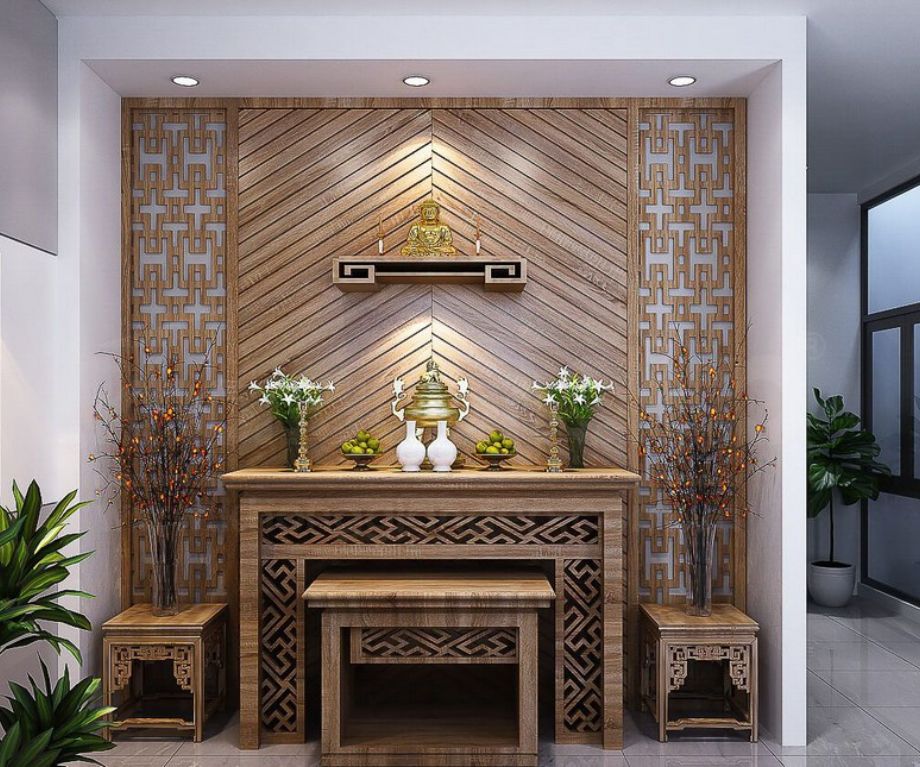 Bài trí bàn thờ Phật và gia tiên chung