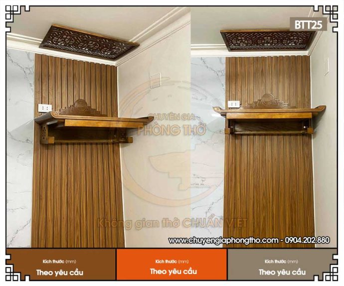 Hoàn thiện lắp đặt bàn thờ treo tường gỗ gụ chung cư Sola Park BTT25