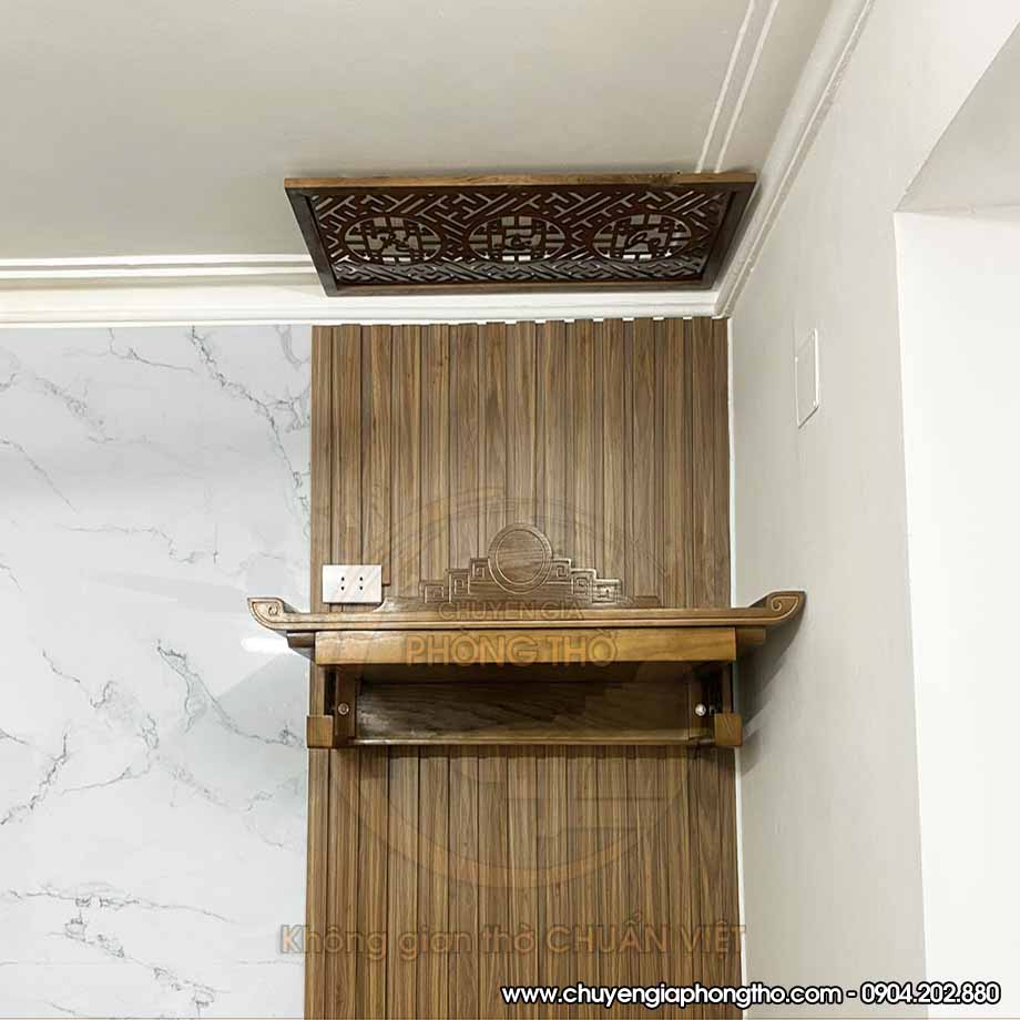 Hoàn thiện lắp đặt bàn thờ treo tường gỗ gụ chung cư Sola Park BTT25