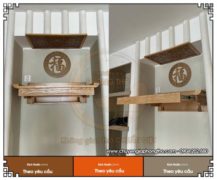 Hoàn thành lắp đặt bàn thờ treo tường chữ Phúc tại Feliz Homes Hoàng Mai