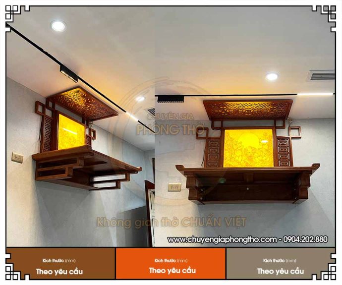 Lắp đặt bàn thờ treo kết hợp tranh trúc chỉ hoa sen tại chung cư Masteri West Heights