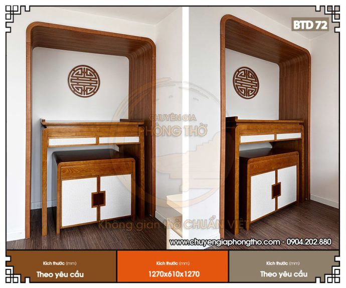 Mẫu bàn thờ hiện đại cho chung cư gỗ sồi BTD72