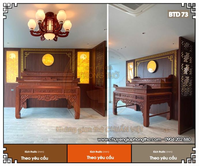 Bàn thờ tam cấp gỗ hương đá BTD73