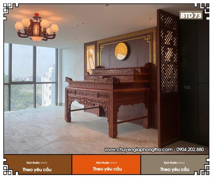 Bàn thờ tam cấp gỗ hương đá BTD73
