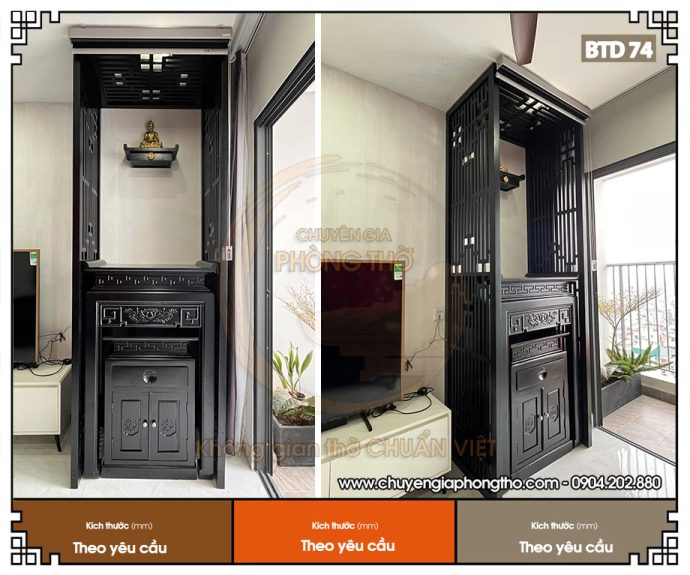 Bàn thờ màu đen mẫu hoa sen BTD74